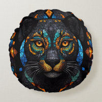 Efecto de vidrio manchado de mosaico de gato negro