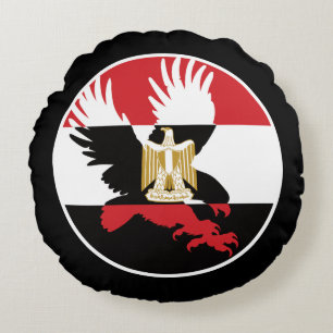 Cojín Redondo Egipto Estepa Águila Bandera Nacional Animal Egipc