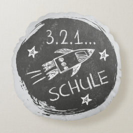 Cojín Redondo Einschulung - Schulanfang - Rakete auf Tafel |