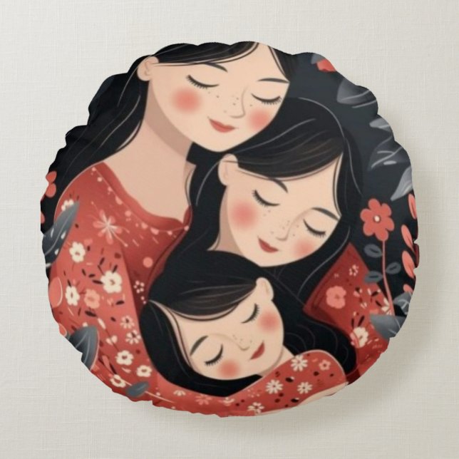 Cojín Redondo El abrazo de una madre (Anverso)