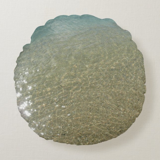 Cojín Redondo El agua en la playa resumen la fotografía de la na (Anverso)