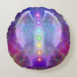Cojín Redondo El amor, chakra, ángel, dios, curador, curando,