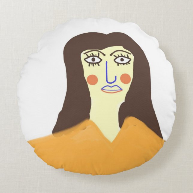 Cojín Redondo el arte abstracto femenino (Anverso)
