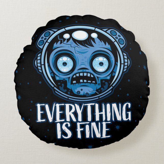 Cojín Redondo El astronauta zombi está bien (Anverso)