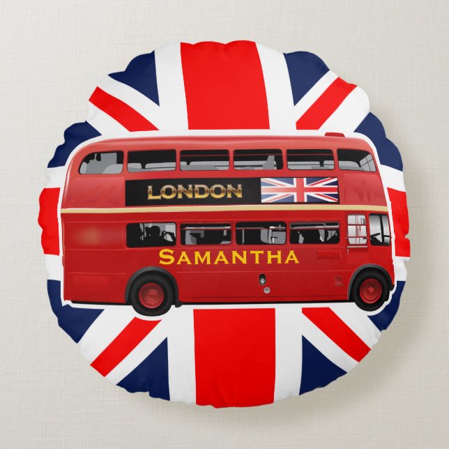 Cojín Redondo El autobús del rojo de Londres (Anverso)