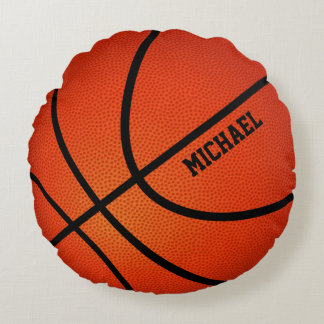 Cojín Redondo El baloncesto embroma el nombre personalizado