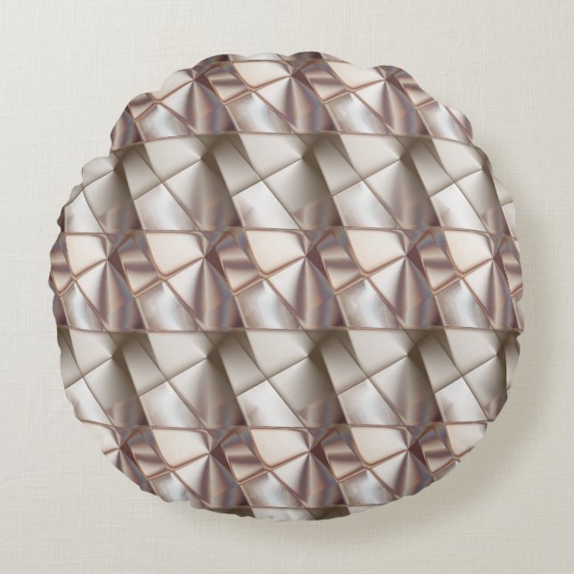 Cojín Redondo El beige sedoso con formas que lucen relieve o pro (Anverso)