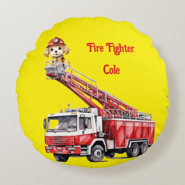 Cojín Redondo El bombero del chico (Anverso)