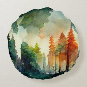 Cojín Redondo El bosque (naturaleza)
