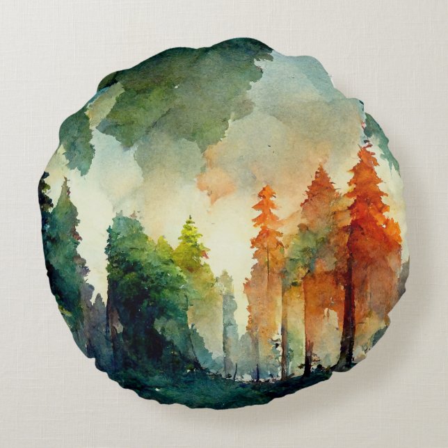 Cojín Redondo El bosque (naturaleza) (Reverso)