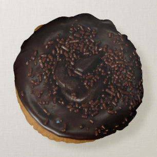 Cojín Redondo El buñuelo del chocolate con el chocolate asperja