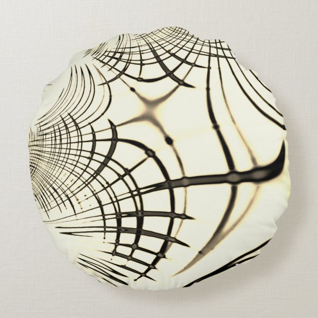 Cojín Redondo El castaño cruzado o el caqui curvado traza el bei (Reverso)