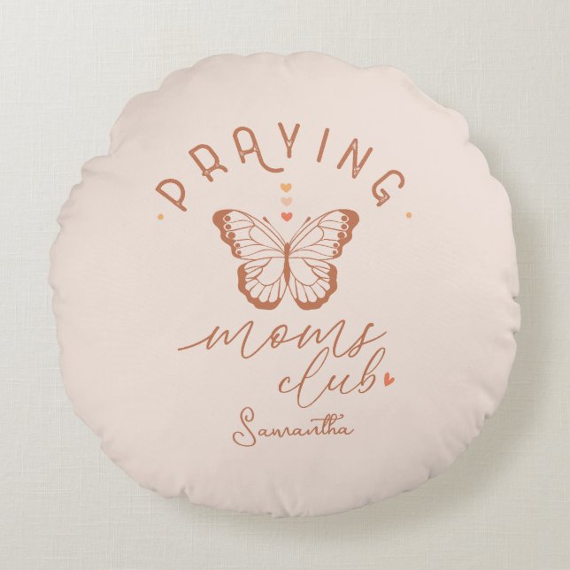 Cojín Redondo El club de las mamás rezando: el diseño de la viej (Anverso)