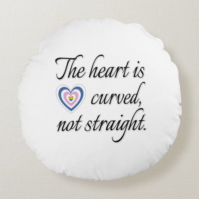 Cojín Redondo El Corazón No Es Directo (Anverso)