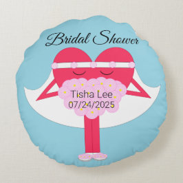 Cojín Redondo El corazón se casa con la ducha de novia