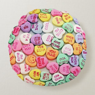 Cojín Redondo El día de San Valentín Candy Hearts