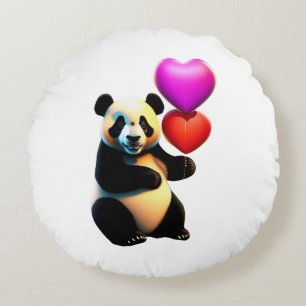 Cojín Redondo El día de San Valentín del Panda de San Valentín y