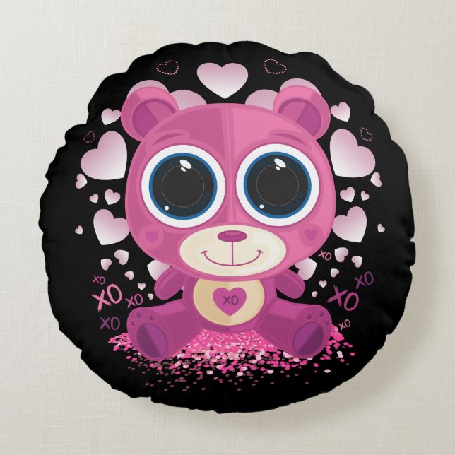 Cojín Redondo El día de San Valentín Teddy Bear (Anverso)