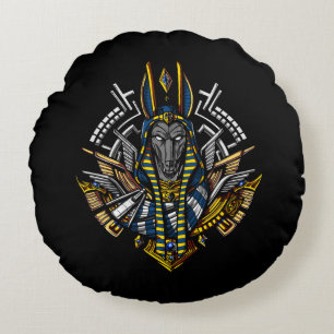 Cojín Redondo El Dios Egipcio Anubis El Lobo Faraón