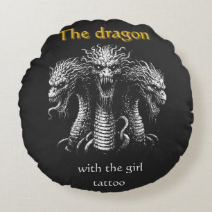 Cojín Redondo El dragón con el tatuaje Chica - Gracioso oscuro