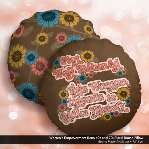 Cojín Redondo El empoderamiento de la mujer retro de flores de l