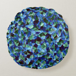 Cojín Redondo El encanto de los mosaicos irregulares verdes y az