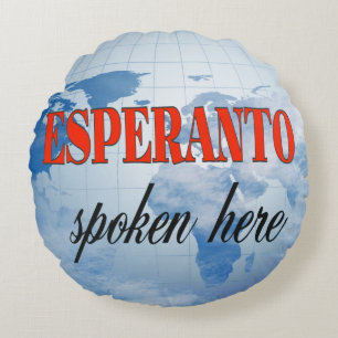 Cojín Redondo El esperanto habla aquí tierra nublada