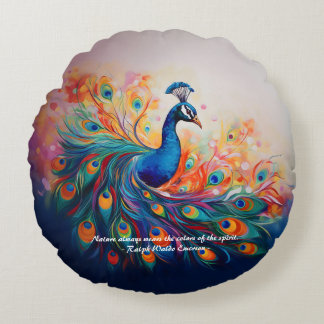 Cojín Redondo El esplendor del pavo real
