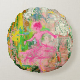 Cojín Redondo El estalker - Neon Ballet Chaos