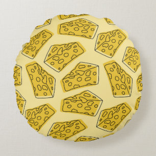 Cojín Redondo El fondo amarillo del queso vintage no tiene incon