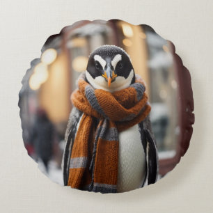 Cojín Redondo El frío y caprichoso invierno del Penguin Snowy