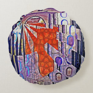 Cojín Redondo El futuro del arte retro de mañana