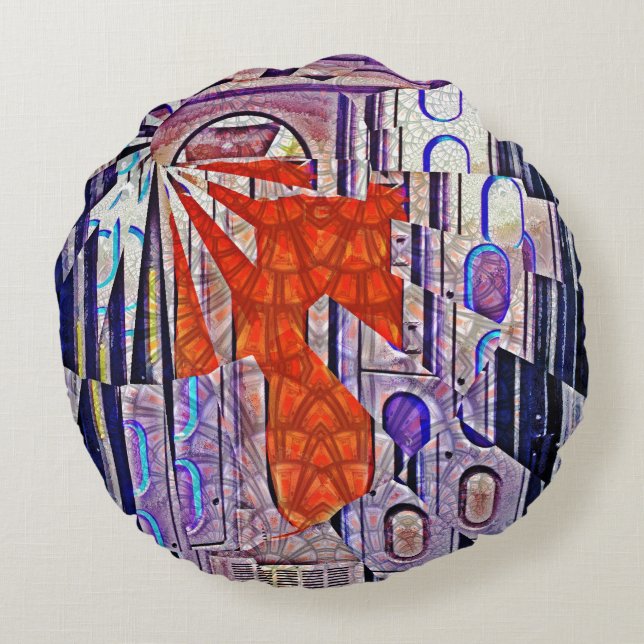 Cojín Redondo El futuro del arte retro de mañana (Reverso)