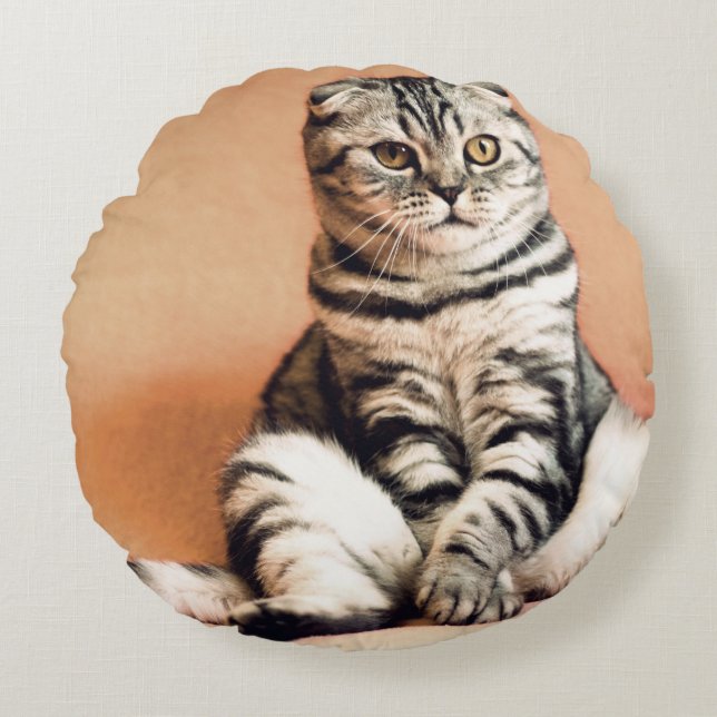 Cojín Redondo El Gatito Cute Se Extiende (Anverso)
