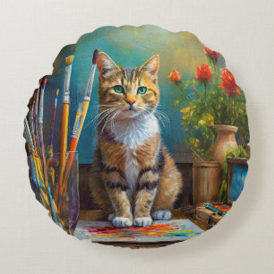Cojín Redondo El gato artístico