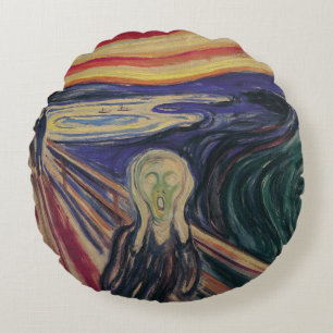 Cojín Redondo El Grito por Edvard Munch, Expresionismo Vintage