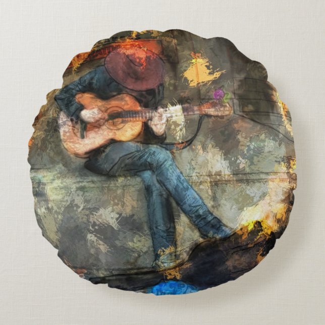 Cojín Redondo El guitarrista (Anverso)
