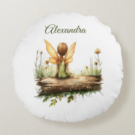 Cojín Redondo El hato solitario sentado en un tronco