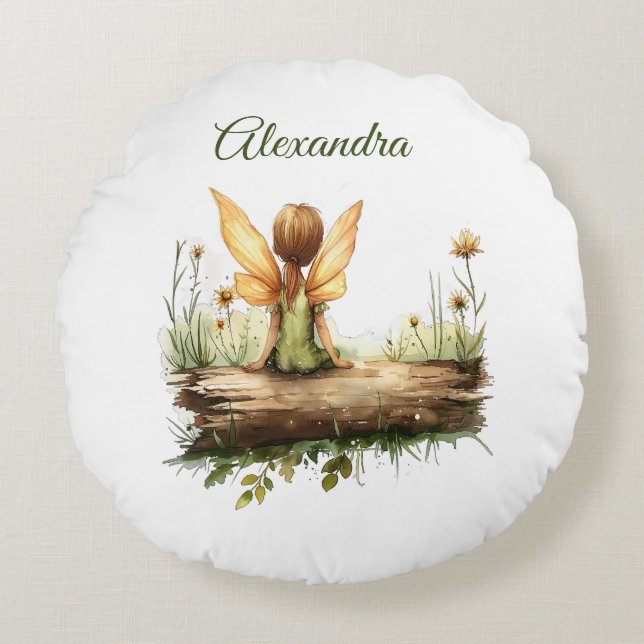 Cojín Redondo El hato solitario sentado en un tronco (Anverso)