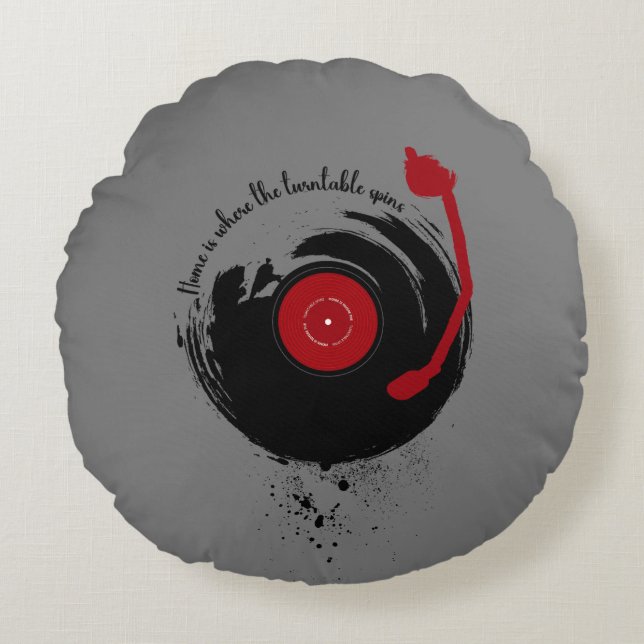 Cojín Redondo El Hogar De Registros De Vinilo Es Donde Se Giran 
