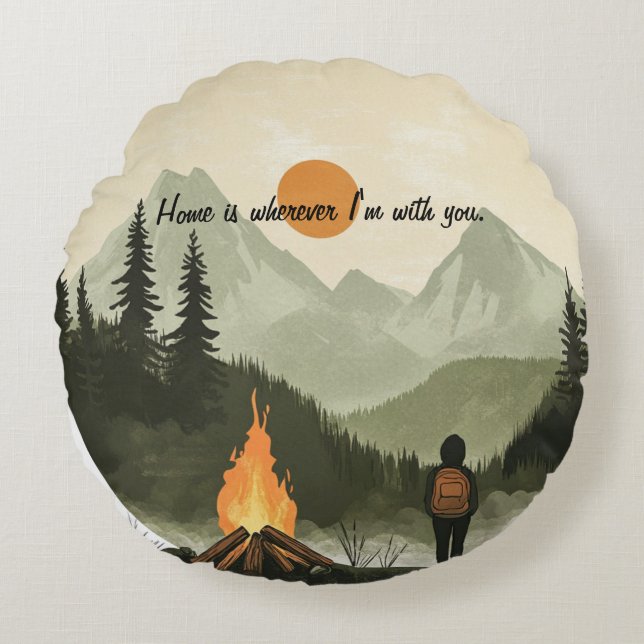Cojín Redondo El hogar es donde quiera que esté contigo - almoha (Anverso)