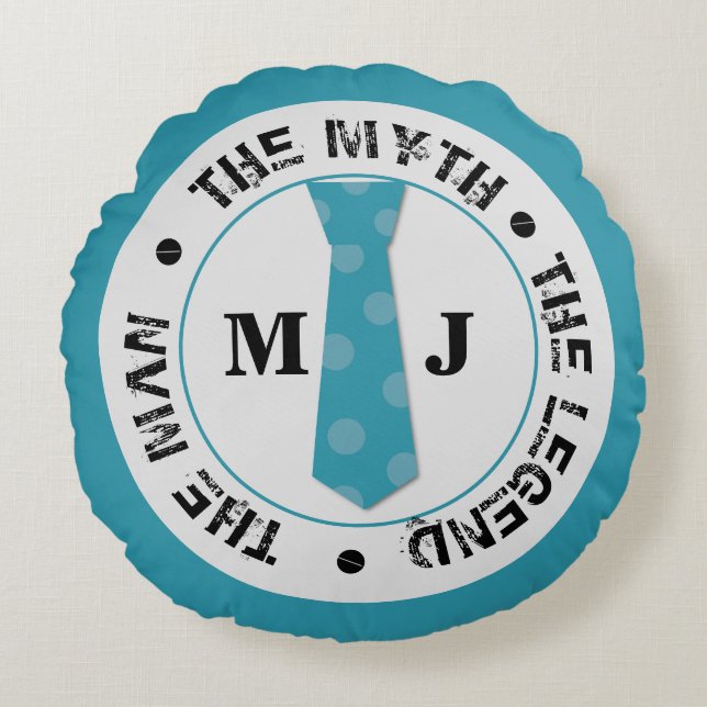 Cojín Redondo El hombre el mito la leyenda nombre personalizado (Anverso)