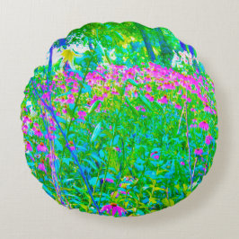 Cojín Redondo El impresionante paisaje del jardín azul Aqua