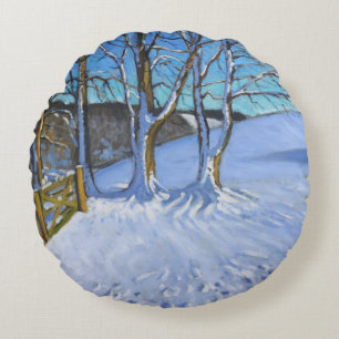 Cojín Redondo El invierno de la puerta y de los árboles contien