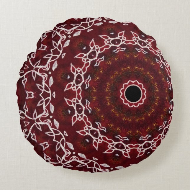 Cojín Redondo El laberinto escarlata (Anverso)