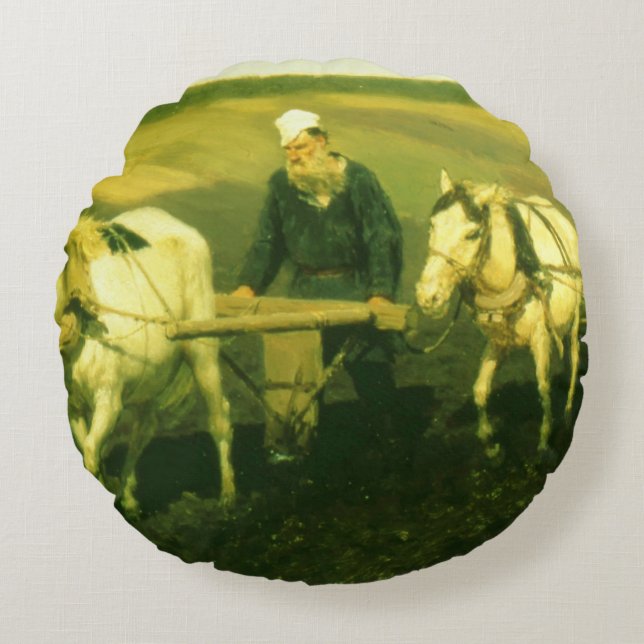 Cojín Redondo El lev Nikolaevich Tolstoy del escritor (Anverso)