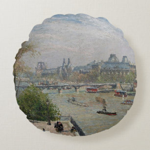 Cojín Redondo El Louvre, la primavera de Camille Pissarro
