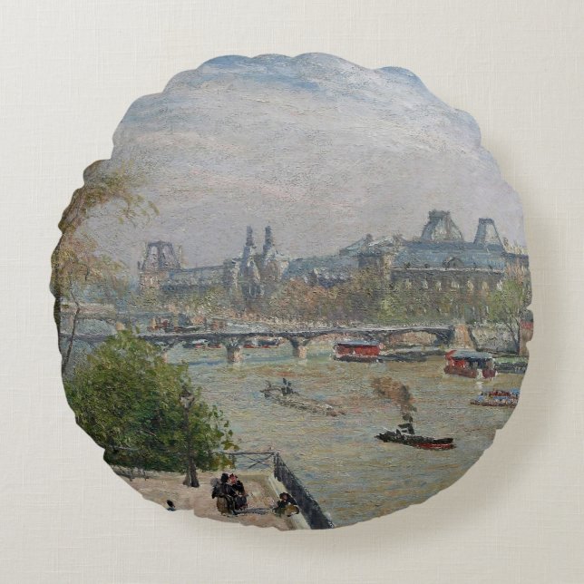 Cojín Redondo El Louvre, la primavera de Camille Pissarro (Anverso)