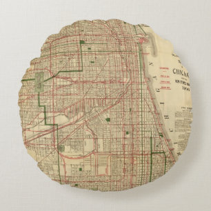 Cojín Redondo El mapa de Blanchard de Chicago