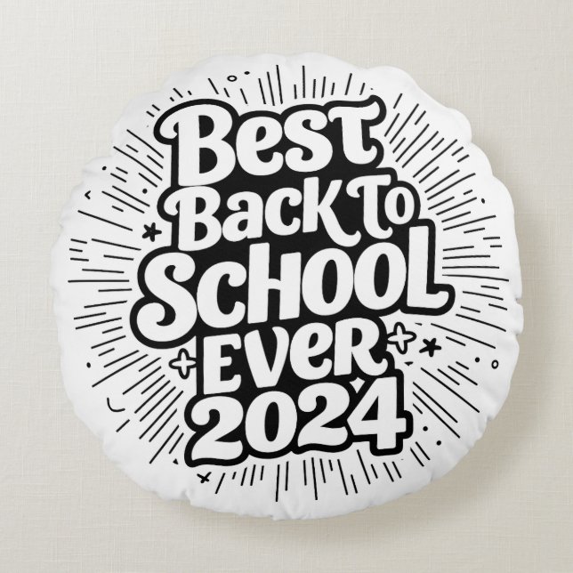Cojín Redondo El Mejor Diseño De Vuelta A La Escuela En 2024 (Anverso)